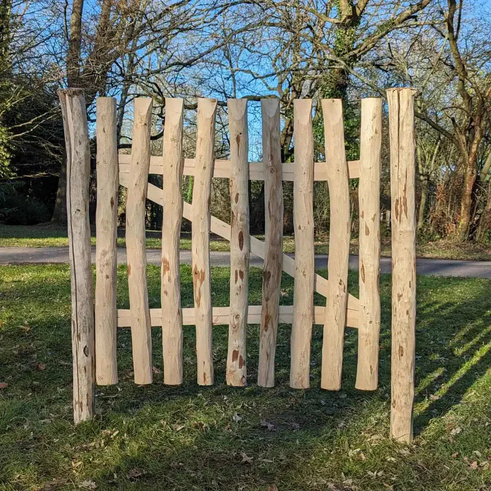 1.2m Chestnut Picket Garden Gate – Rustic Split Hazel with Hinges