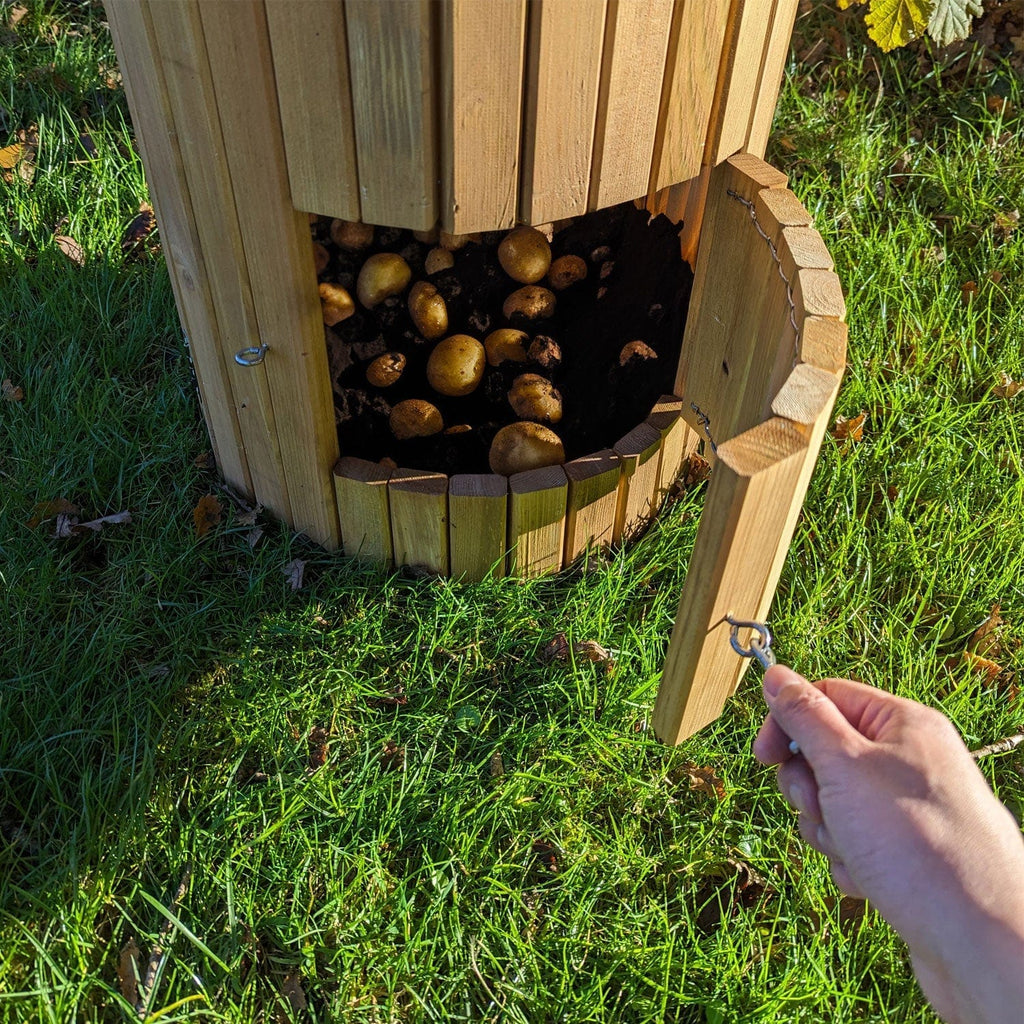 66 Litre Wooden Potato Planter Barrel – Swing Door Harvest Access